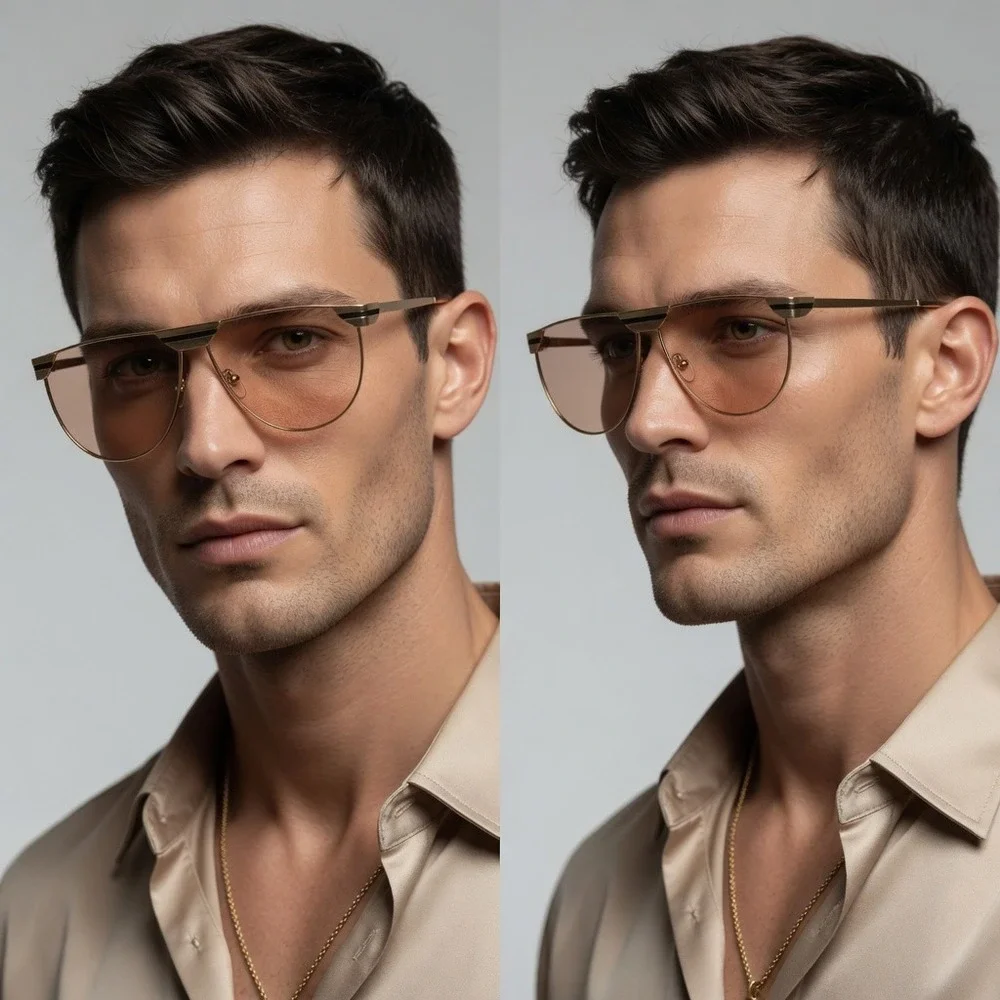 Mens Sunglasses Light Tinted Lens Flat Top Shield Outdoor Shades Sun‎ Protection